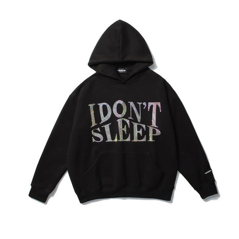Hip Hop Rhinestone Hoodie Loose Trendy Men'S And Women'S Fleece Top - Bellarte Enchanté Hip Hop Rhinestone Hoodie Loose Trendy Men'S And Women'S Fleece Top